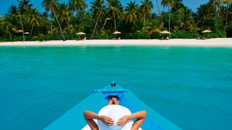 Relaxing on a boat in the Maldives