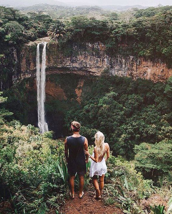 couples holiday in Mauritius waterfall
